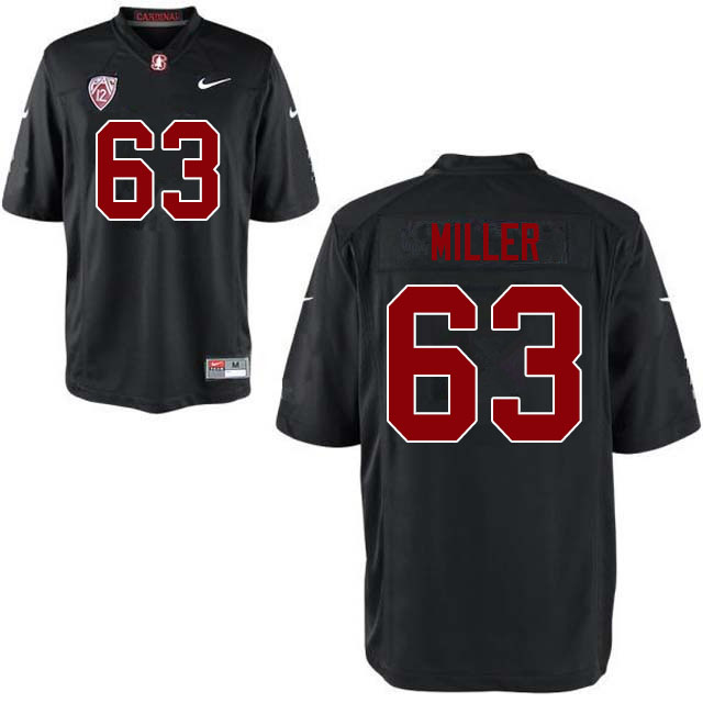 Men #63 Barrett Miller Stanford Cardinal College Football Jerseys Sale-Black - Click Image to Close